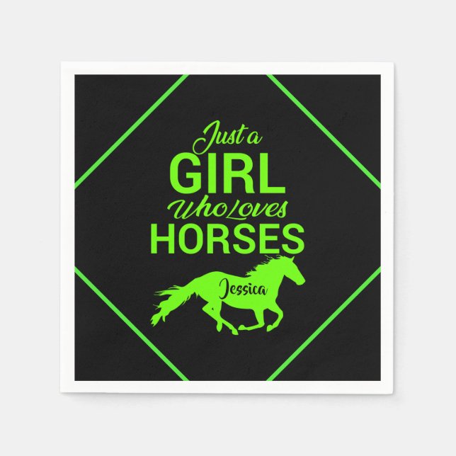 Just A Girl Who Loves Horses Personalized  Napkins (Front)