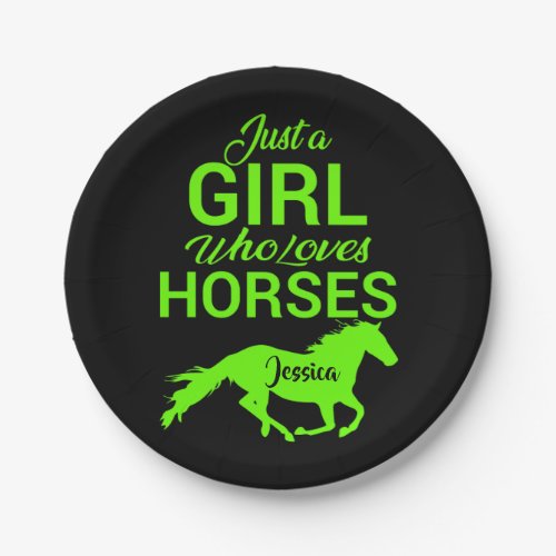 Just A Girl Who Loves Horses Personalized   Paper Plates