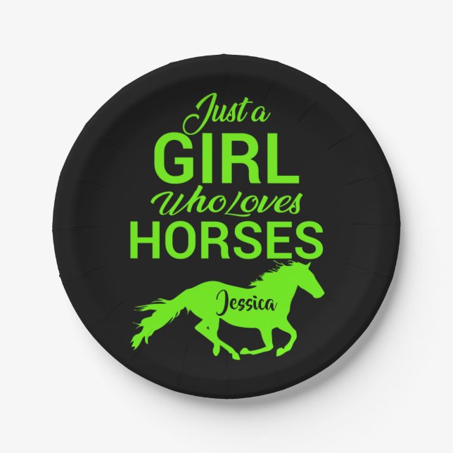 Just A Girl Who Loves Horses Personalized   Paper Plates (Front)