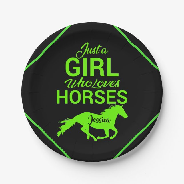 Just A Girl Who Loves Horses Personalized   Paper Plates (Front)