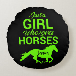 Just A Girl Who Loves Horses Personalized Round Pillow