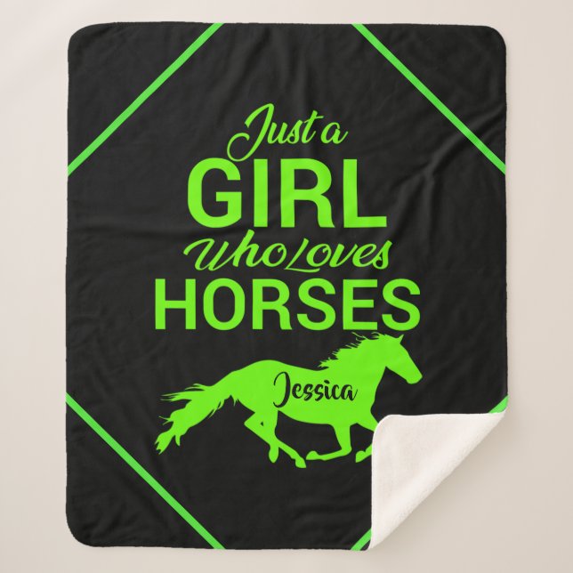 Just A Girl Who Loves Horses Personalized  Sherpa Blanket (Front)