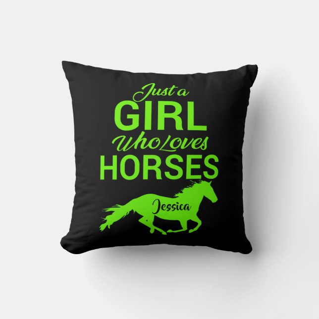 Just A Girl Who Loves Horses Personalized    Throw Pillow (Front)