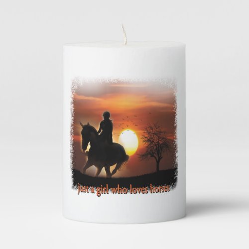 just a girl who loves horses pillar candle