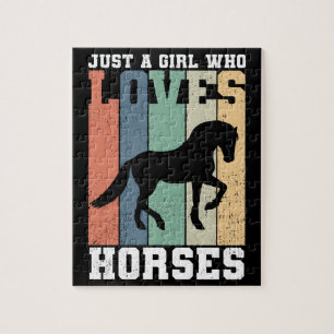 Just a girl who loves Horses Retro Vintage Horse Jigsaw Puzzle