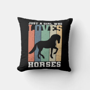 Just a girl who loves Horses   Retro Vintage Horse Throw Pillow