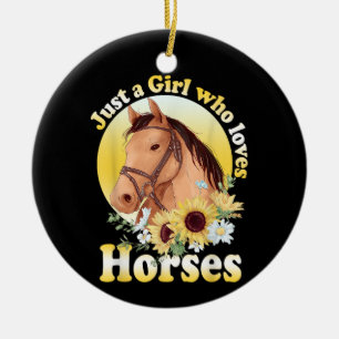 Just A Girl Who Loves Horses Riding Girls Ceramic Ornament