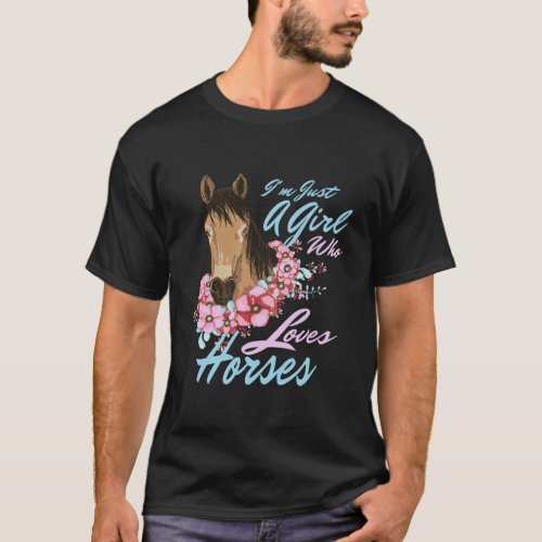 Just A Girl Who Loves Horses Shirt Horse Lover Gif