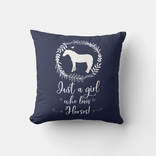 Just A Girl Who Loves Horses Silhouette Throw Pillow (Front)