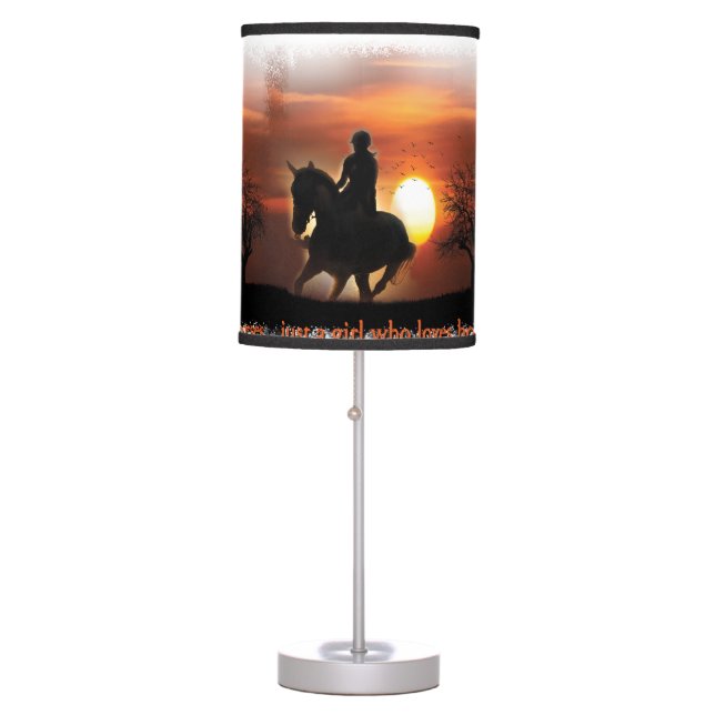 just a girl who loves horses table lamp (Front)