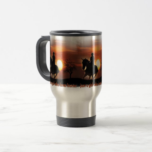 just a girl who loves horses travel mug (Front Left)