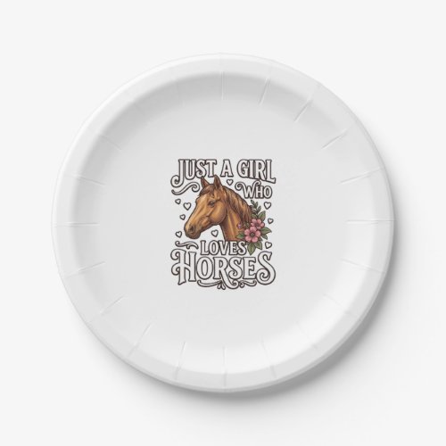 Just A Girl Who Loves Horses Vintage Horse Design Paper Plates