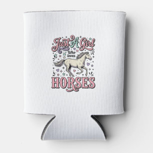 Just A Girl Who Loves Horses Vintage Vector Design Can Cooler