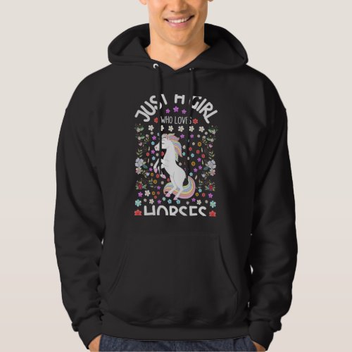 Just A Girl Who Loves Horses Watercolor Flowers Fl Hoodie