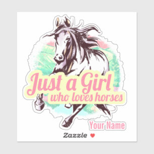 Just A Girl Who Loves Horses Watercolor Vintage Sticker