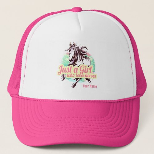 Just A Girl Who Loves Horses Watercolor Vintage Trucker Hat