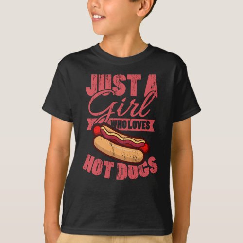 Just A Girl Who Loves Hot Dogs Hot Dog Eating T_Shirt