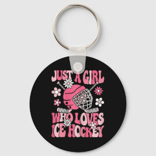 Just A Girl Who Loves Ice Hockey Cute Ice Hockey P Keychain