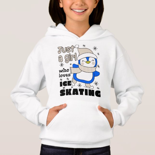 Just a Girl Who Loves Ice Skating Blue Hoodie (Front)