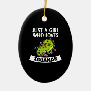 Just A Girl Who Loves Iguanas Cute Lizard Iguana Ceramic Ornament