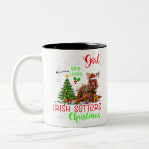 Just A Girl Who Loves Irish Setters And Xmas Santa Two-Tone Coffee Mug