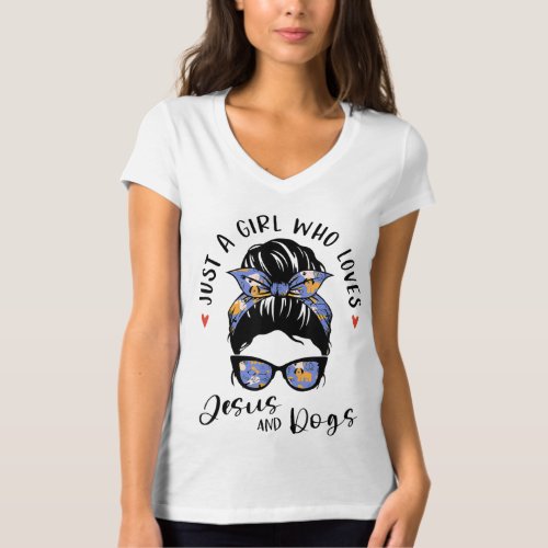 Just A Girl Who Loves Jesus And Dogs Gifts For Dog T_Shirt