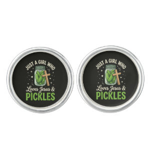 Just A Girl Who Loves Jesus and Pickles Cufflinks