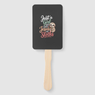 Just A Girl Who Loves Jesus and Sloths T-Shirt Hand Fan
