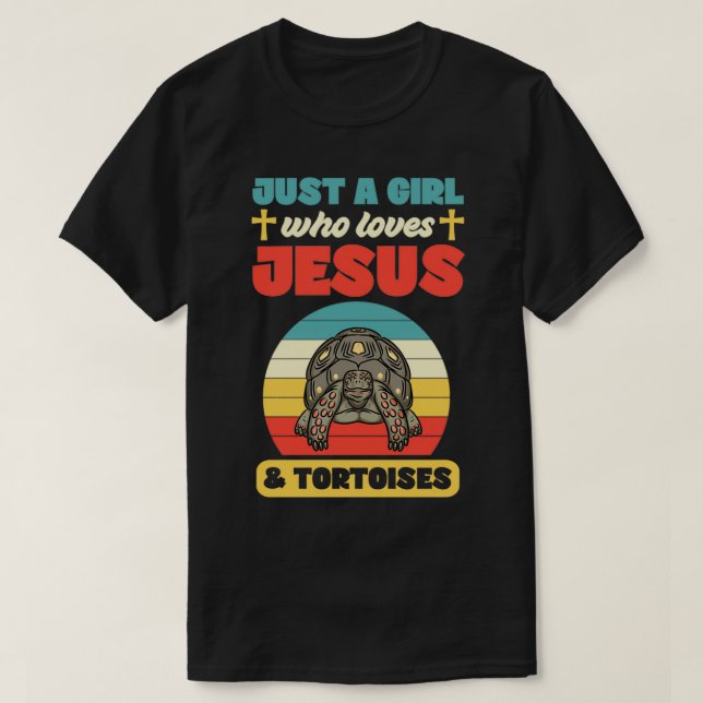 Just a Girl Who Loves Jesus and Tortoises Funny Pe T-Shirt (Design Front)
