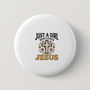 Just a Girl Who Loves Jesus Floral Cross Shirt_1 Button