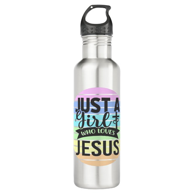 Just A Girl who Loves Jesus Stainless Steel Water Bottle (Front)