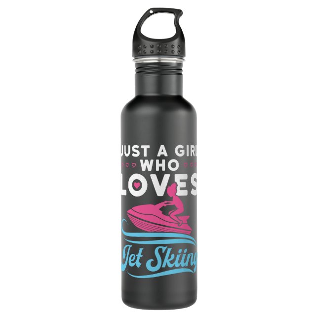 Just a Girl Who Loves Jet Skiing Stainless Steel Water Bottle (Front)