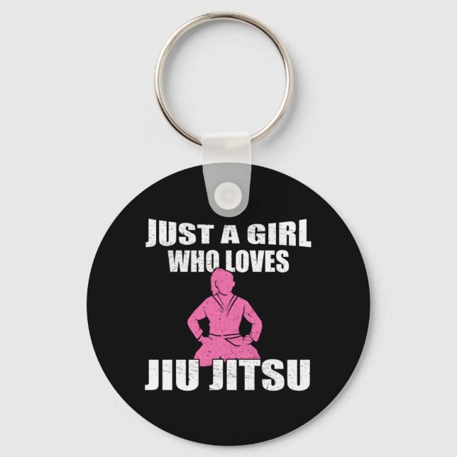 Just A Girl Who Loves Jiu Jitsu Gift Idea Keychain (Front)