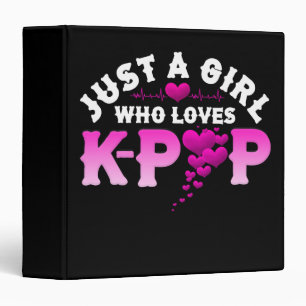 Just A Girl Who Loves K-Pop Finger Heart KPop 3 Ring Binder