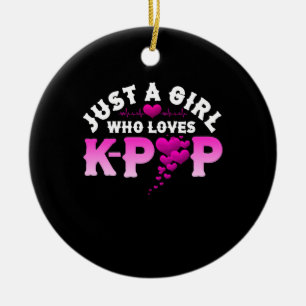 Just A Girl Who Loves K-Pop Finger Heart KPop Ceramic Ornament