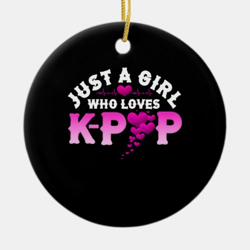 Just A Girl Who Loves K_Pop Finger Heart KPop Ceramic Ornament