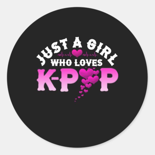 Just A Girl Who Loves K_Pop Finger Heart KPop Classic Round Sticker