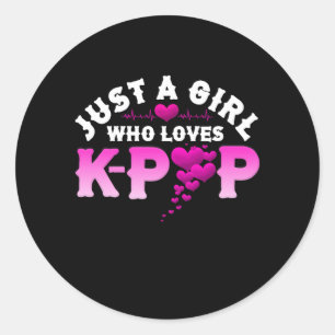 Just A Girl Who Loves K-Pop Finger Heart KPop Classic Round Sticker