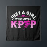 Just A Girl Who Loves K-Pop Finger Heart KPop Tapestry<br><div class="desc">Just A Girl Who Loves K-Pop design. Korean culture is taking the states by storm. For boys,  girls,  and all kpop kids. Be part of the action & stan this design. Perfect companion for k-drama and chill or binging your favorite k-pop music.</div>