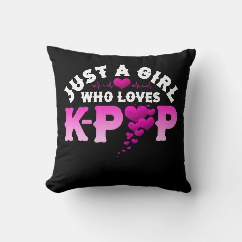 Just A Girl Who Loves K_Pop Finger Heart KPop Throw Pillow