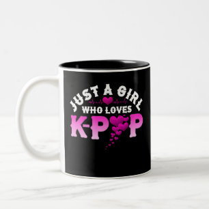 Just A Girl Who Loves K-Pop Finger Heart KPop Two-Tone Coffee Mug