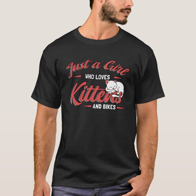 Just A Girl Who Loves Kitty Bike Kitten Cat Bicycl T-Shirt (Front)