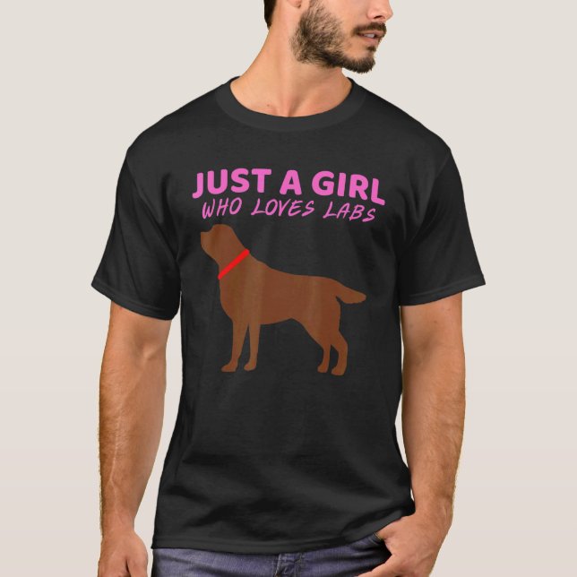Just A Girl Who Loves Labs Cute Chocolate Lab T-Shirt (Front)