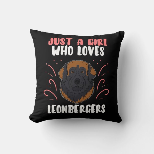 Just A Girl Who Loves Leonberger Dog Gift Throw Pillow (Front)