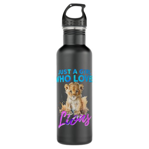 Just A Girl Who Loves Lions Cute Lion Splash Art Stainless Steel Water Bottle