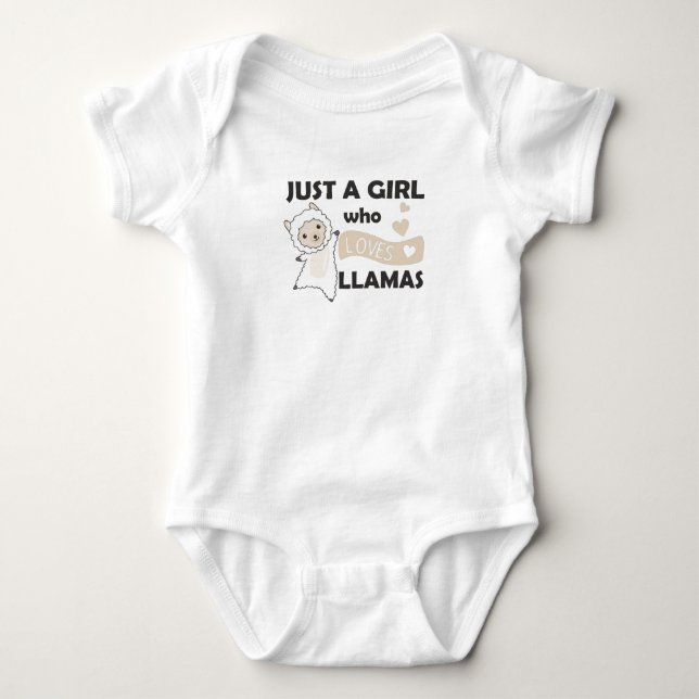 Just A Girl Who Loves Llamas Cute Animals Baby Bodysuit (Front)