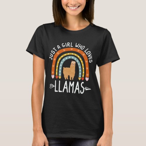 Just A Girl Who Loves Llamas Rainbow llama Lover T_Shirt