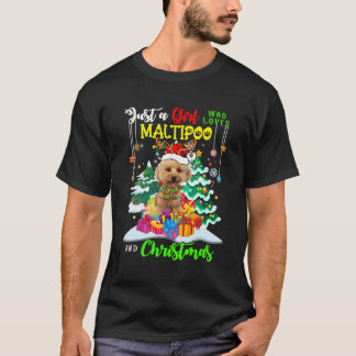 Just A Girl Who Loves Maltipoo And Christmas Santa T-Shirt