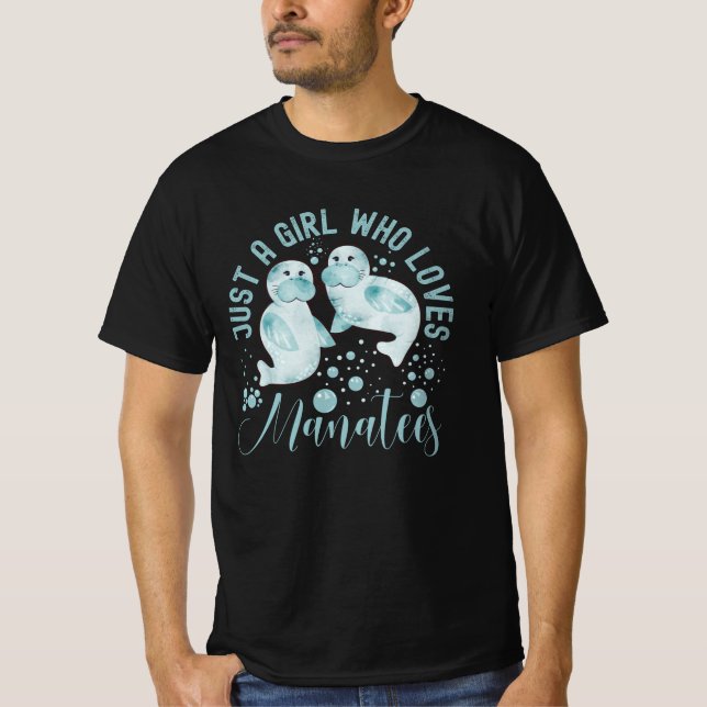 Just A Girl Who Loves Manatees Cute T-Shirt (Front)
