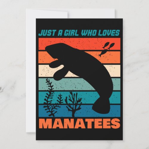 Just A Girl Who Loves Manatees Retro Animal Invitation